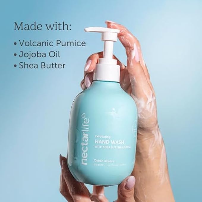 Nectar Life LIFE HAND WASH 14OZ, EXFOLIATING AND MOISTURIZING HAND SOAP WITH VOLCANIC PUMICE, JOJOBA OIL & SHEA BUTTER, OCEAN BREEZE SCENT - Image 4